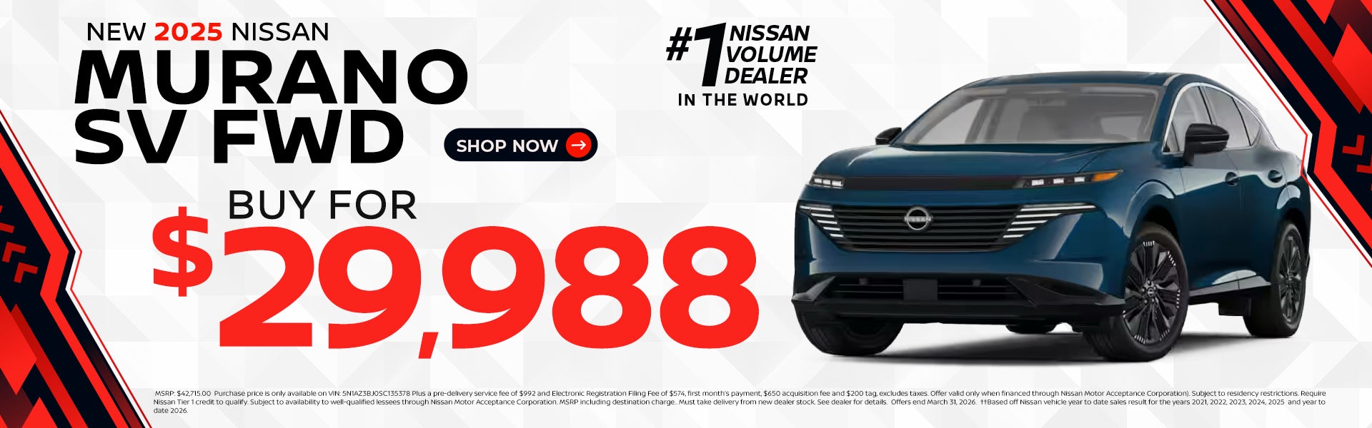 2025 Murano SELLING PRICE: $29,988