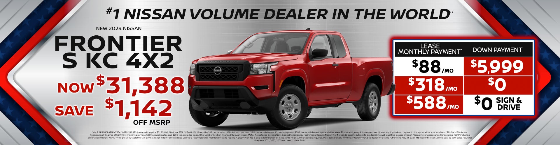 2023 Nissan Frontier starting at $88 per month