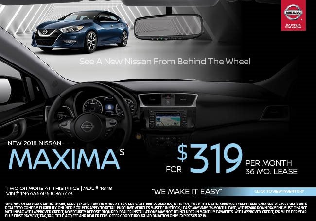 Drive A New 2018 Nissan Maxima S For Just 319 Mp C Springs Has The Best Lease Offers In South Florida