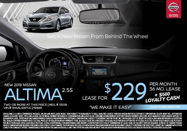 Lease A New 2018 Nissan Altima 2 5 S For 229 Month C Springs Has The Best Offers In South Florida