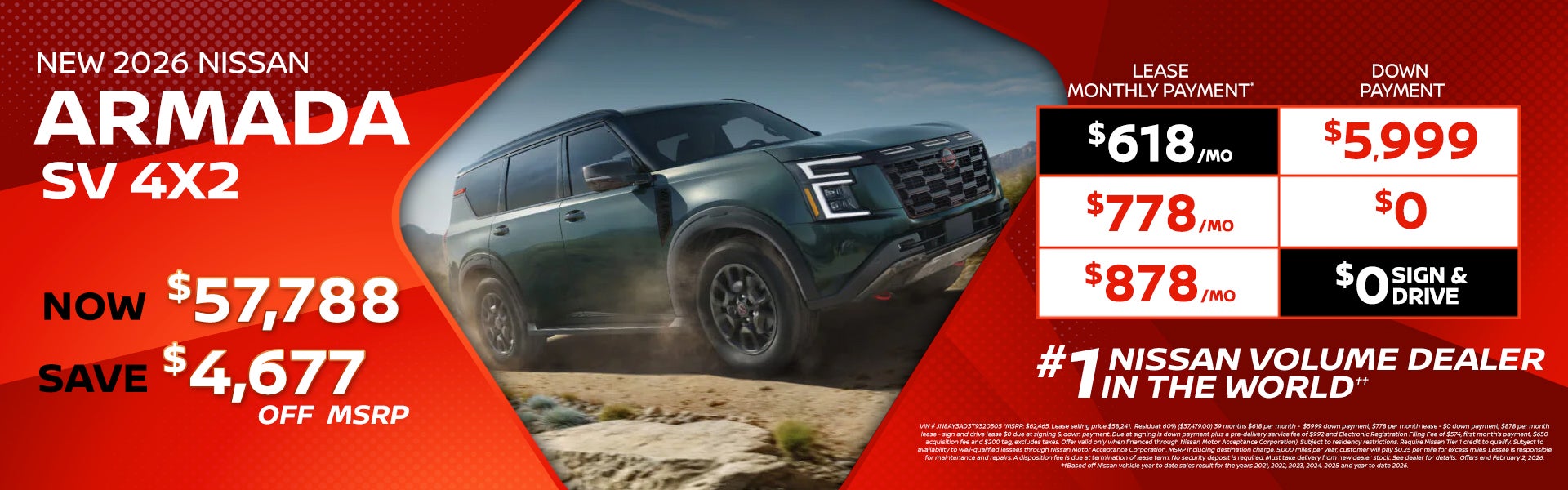 2026 Armada lease as low as $618 per month