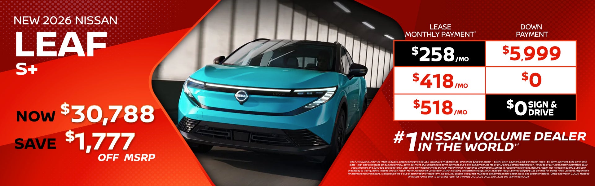 2026 Leaf lease as low as $258 per month