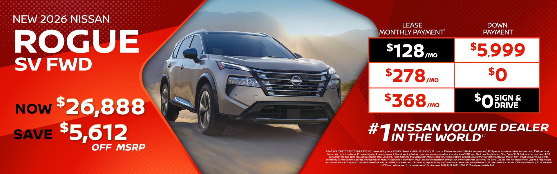 2026 Rogue lease as low as $128 per month