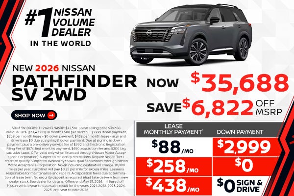 2026 Nissan Pathfinder lease as low as $88