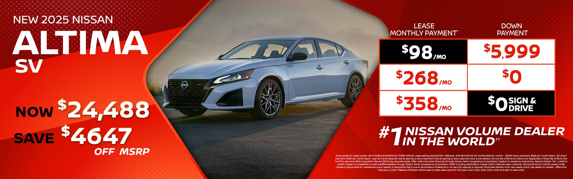 2026 Altima lease as $98 per month 