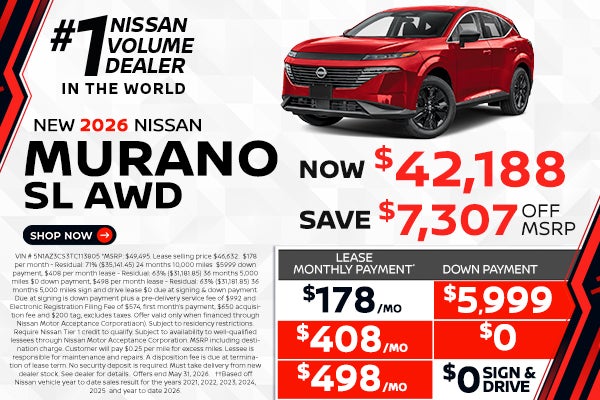 2026 Murano lease as $178 per month 