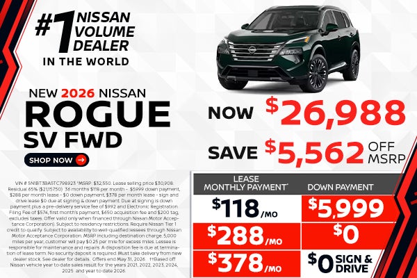 2026 Rogue SV lease as $118 per month 